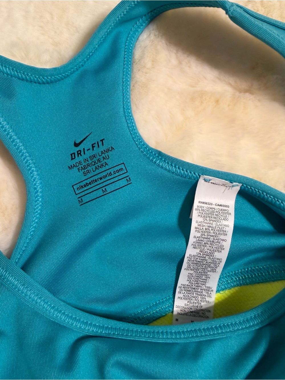Nike Pro Dri-Fit Teal and Yellow Sports Bra - Picture 3 of 3
